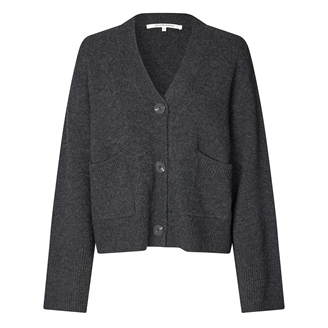 Second Female Alpha Knit Cardigan Charcoal Gray